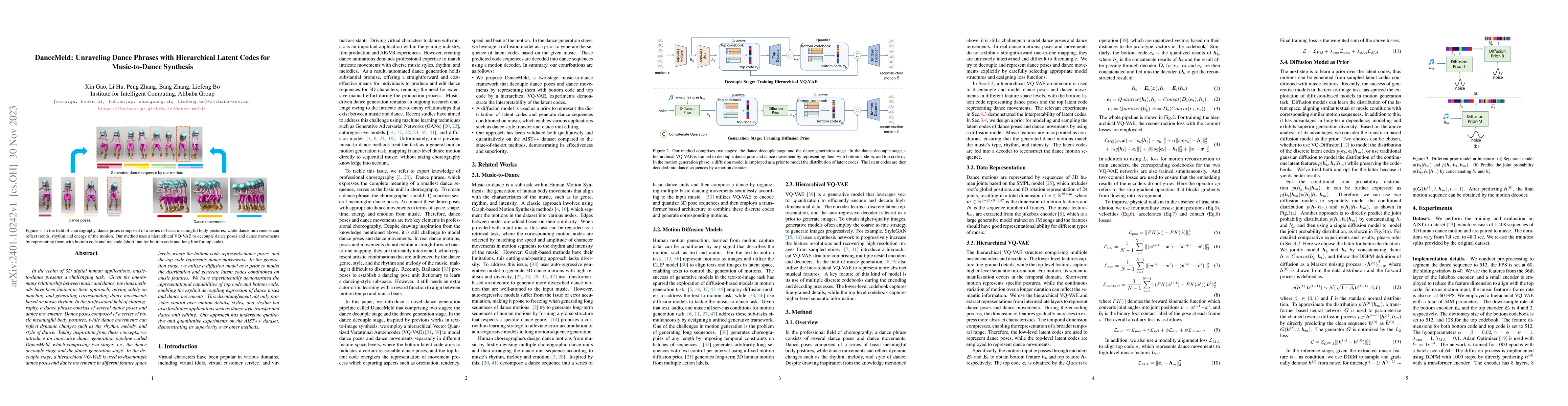 Thumbnail for DanceMeld: Unraveling Dance Phrases with Hierarchical Latent Codes for
  Music-to-Dance Synthesis