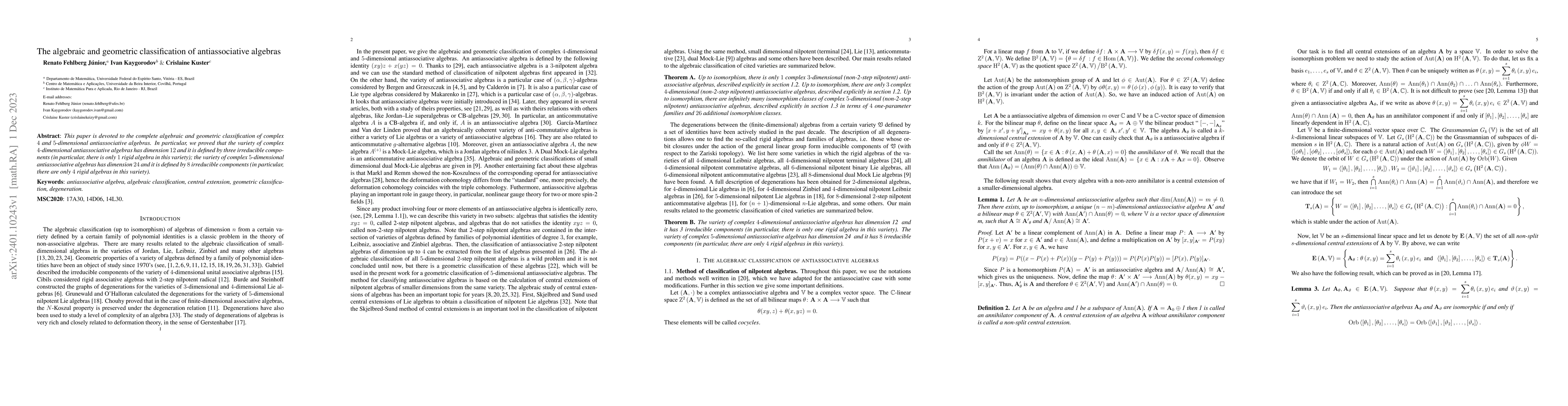 Thumbnail for The algebraic and geometric classification of antiassociative algebras