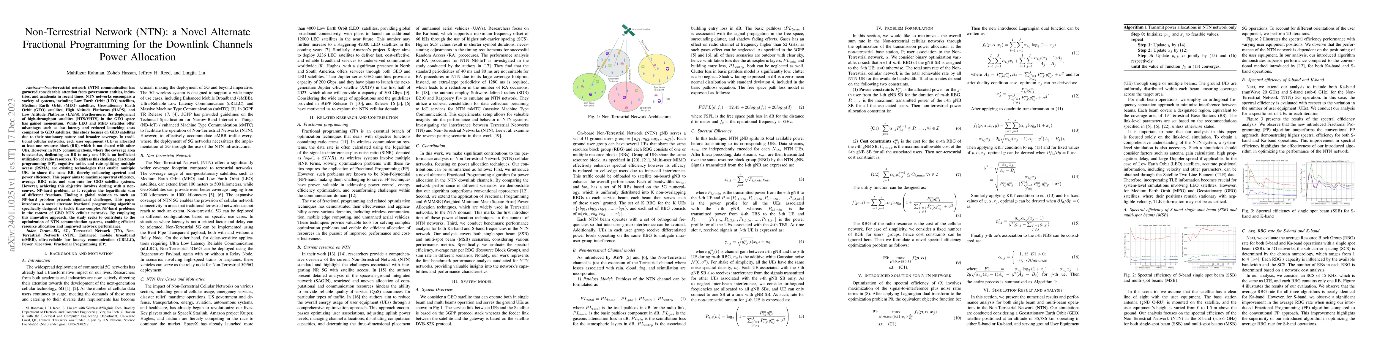 Thumbnail for Non-Terrestrial Network (NTN): a Novel Alternate Fractional Programming
  for the Downlink Channels Power Allocation