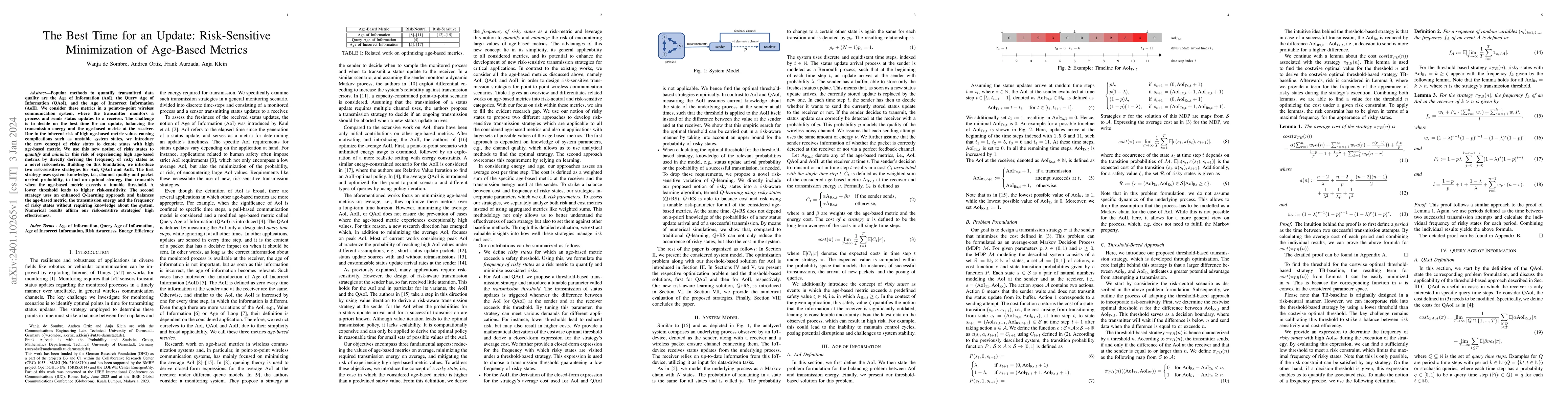Thumbnail for The Best Time for an Update: Risk-Sensitive Minimization of Age-Based
  Metrics
