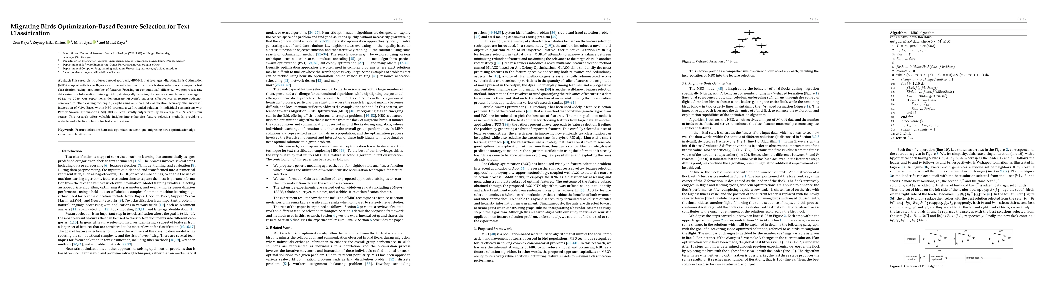 Thumbnail for Migrating Birds Optimization-Based Feature Selection for Text
  Classification