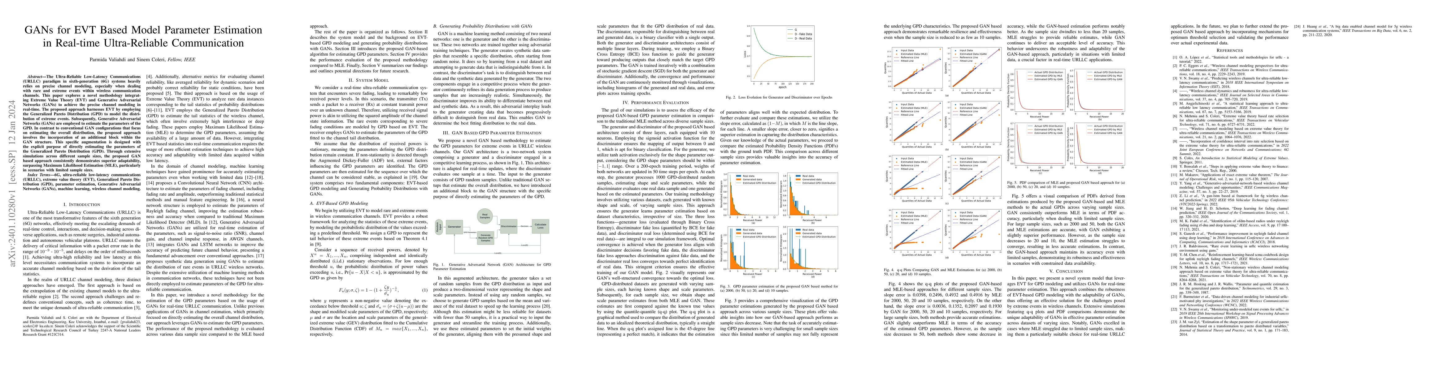 Thumbnail for GANs for EVT Based Model Parameter Estimation in Real-time
  Ultra-Reliable Communication