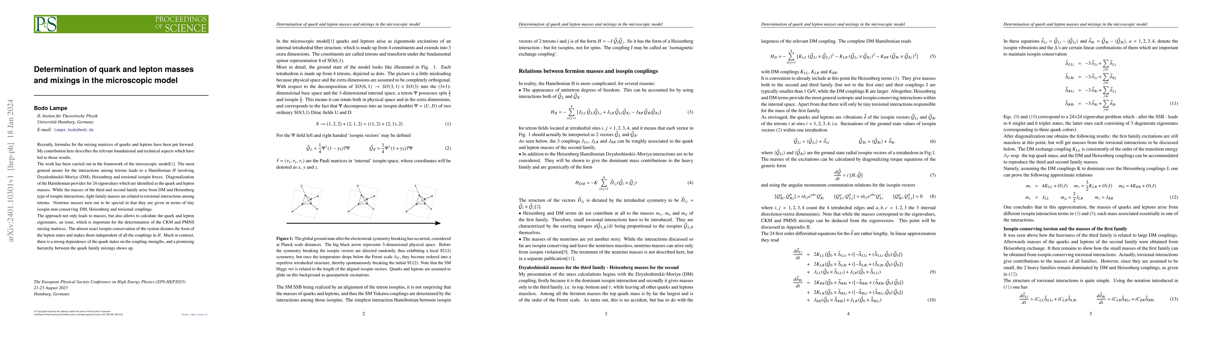 Thumbnail for Determination of quark and lepton masses and mixings in the microscopic
  model