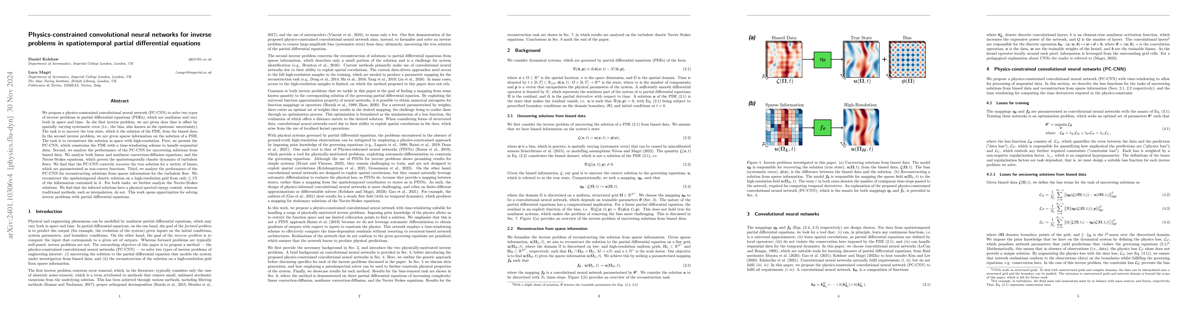 Thumbnail for Physics-constrained convolutional neural networks for inverse problems
  in spatiotemporal partial differential equations