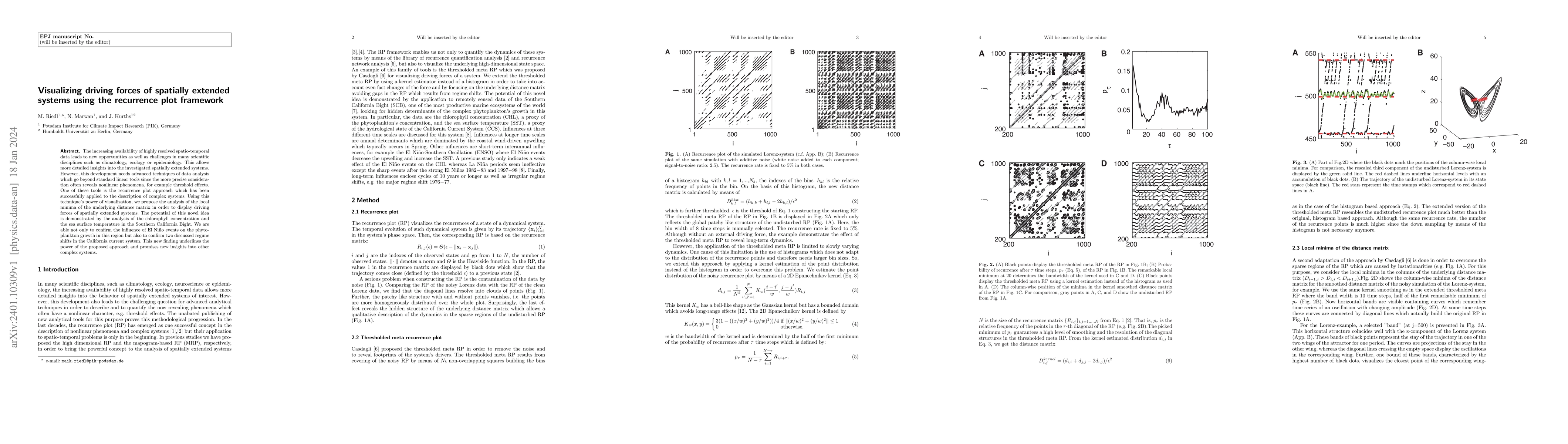 Thumbnail for Visualizing driving forces of spatially extended systems using the
  recurrence plot framework