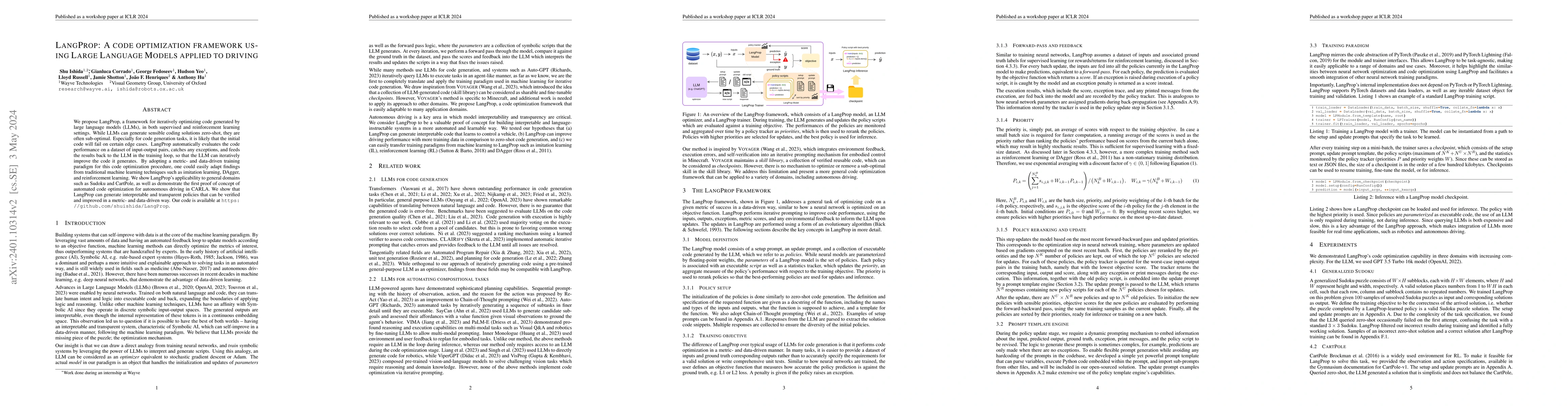 Thumbnail for LangProp: A code optimization framework using Large Language Models
  applied to driving