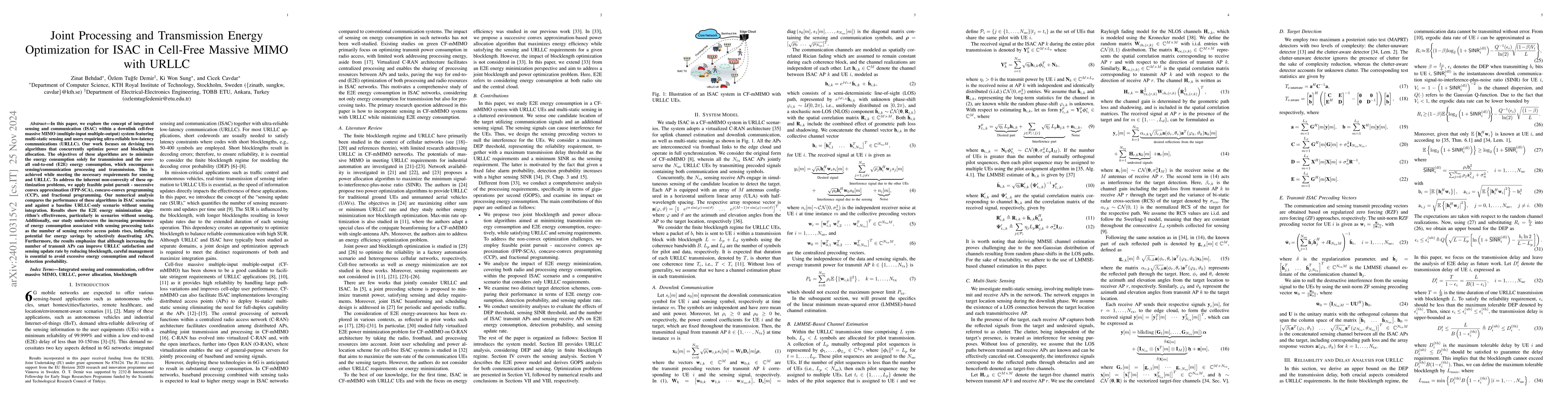 Thumbnail for Joint Processing and Transmission Energy Optimization for ISAC in
  Cell-Free Massive MIMO with URLLC