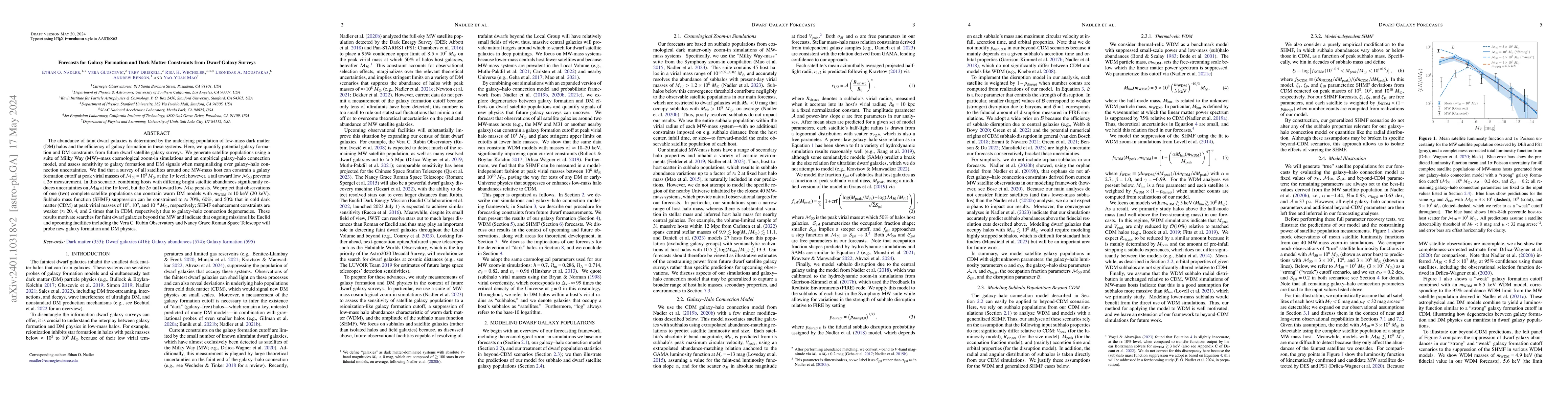 Thumbnail for Forecasts for Galaxy Formation and Dark Matter Constraints from Dwarf
  Galaxy Surveys