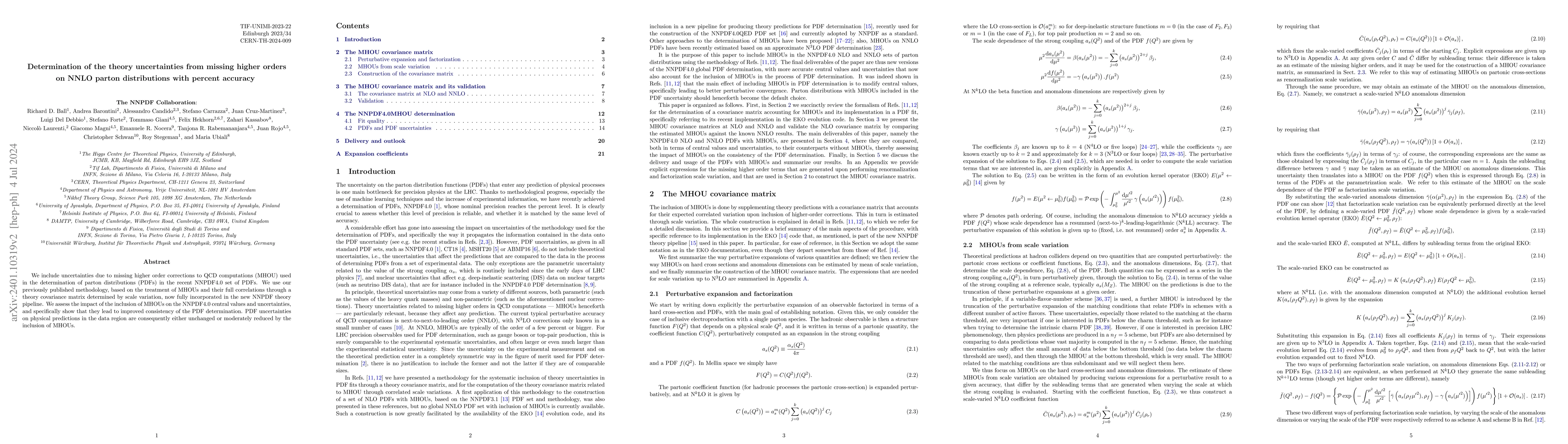 Thumbnail for Determination of the theory uncertainties from missing higher orders on
  NNLO parton distributions with percent accuracy