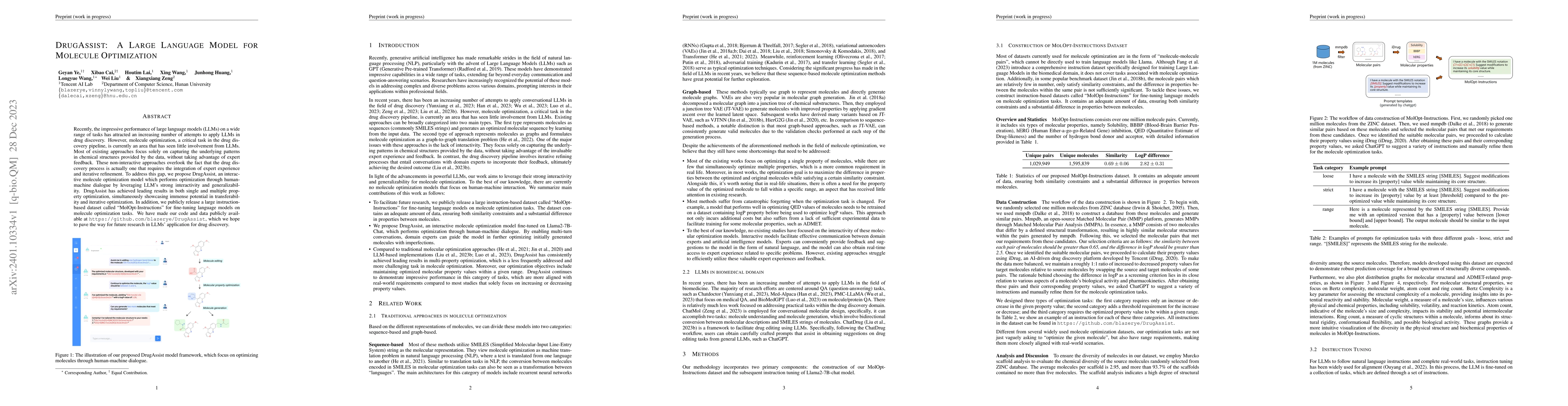 Thumbnail for DrugAssist: A Large Language Model for Molecule Optimization