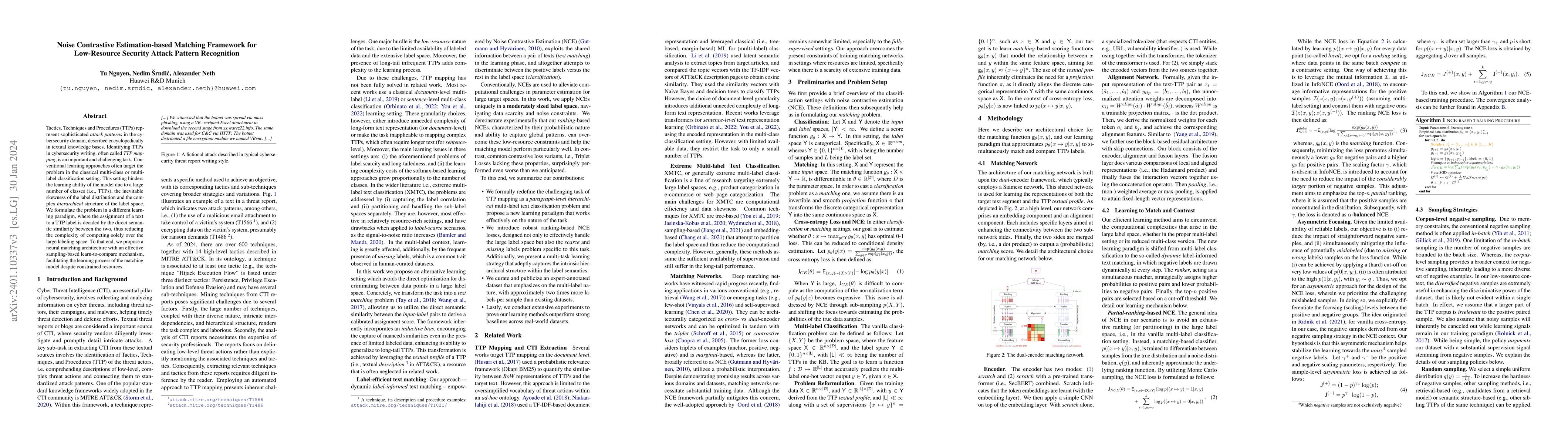 Thumbnail for Noise Contrastive Estimation-based Matching Framework for Low-Resource
  Security Attack Pattern Recognition