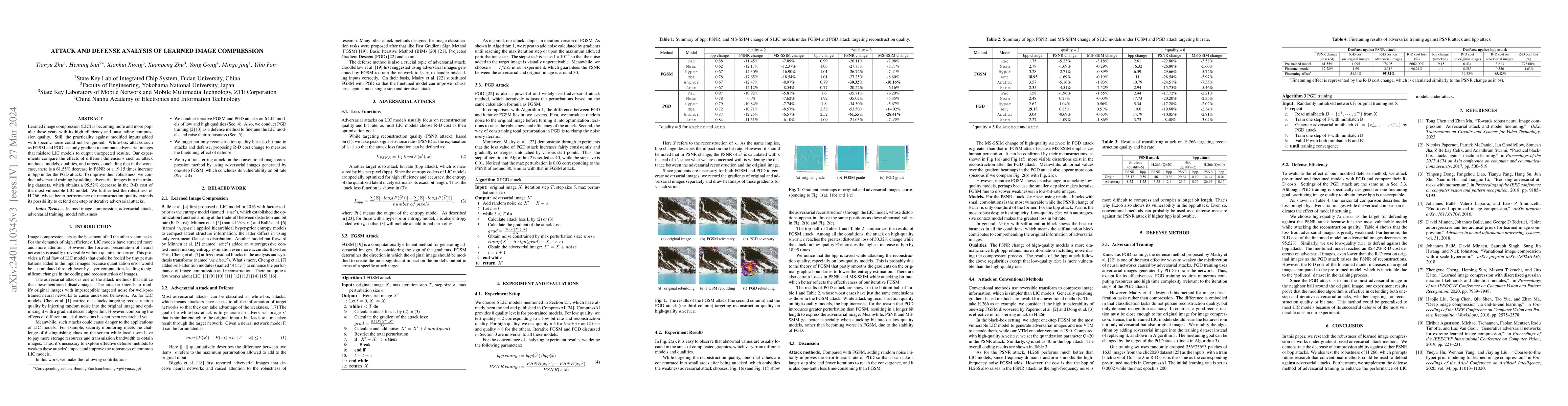 Thumbnail for Attack and Defense Analysis of Learned Image Compression