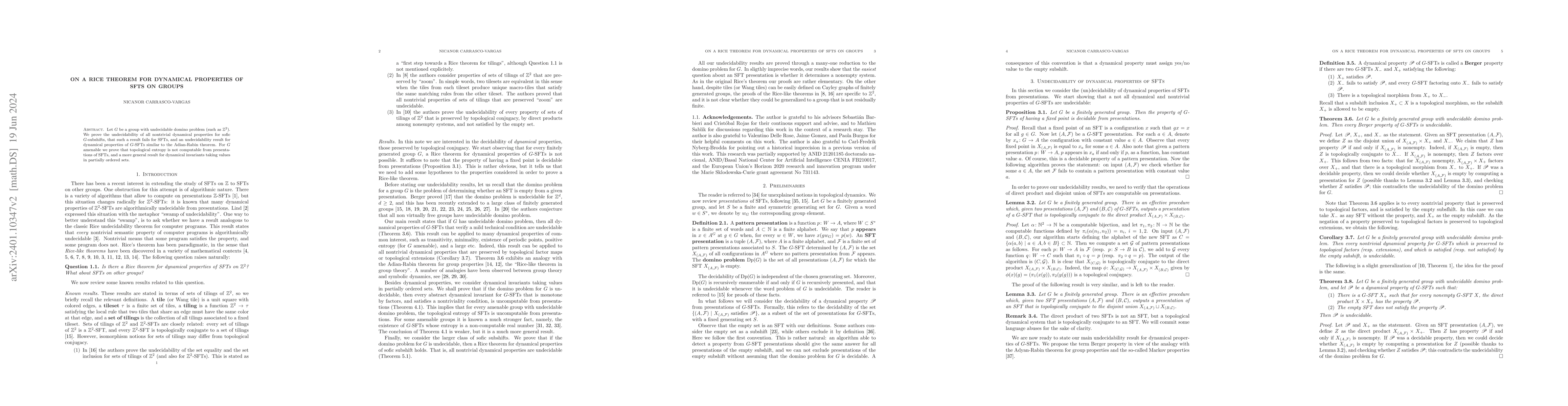 Thumbnail for On a Rice theorem for dynamical properties of SFTs on groups