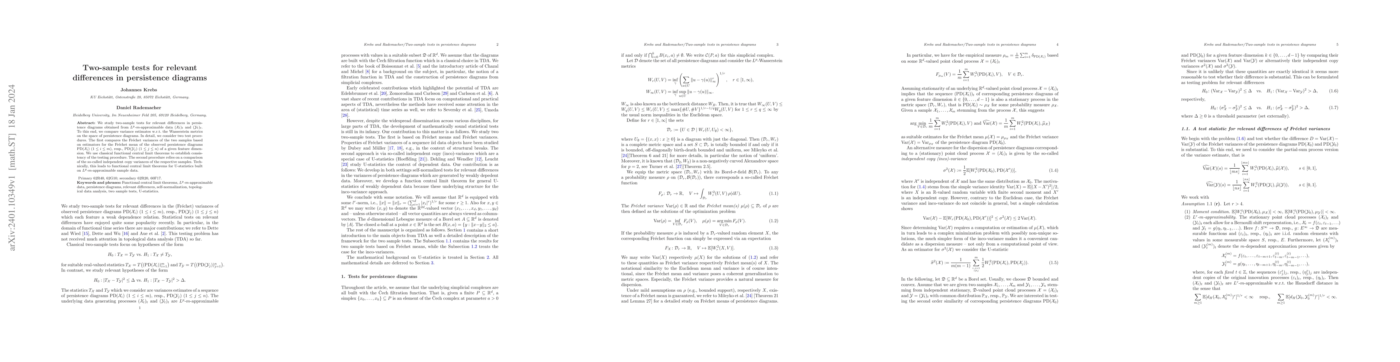 Thumbnail for Two-sample tests for relevant differences in persistence diagrams