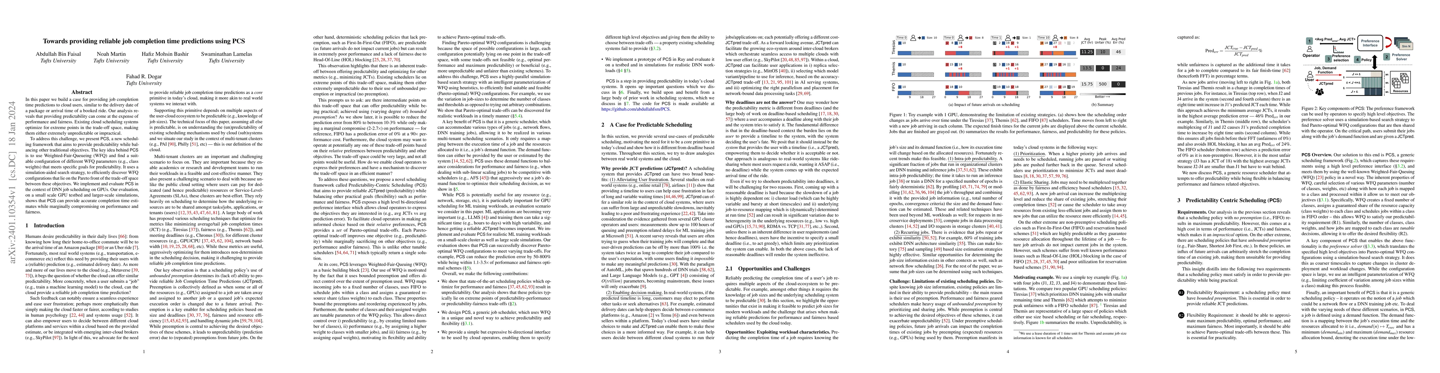 Thumbnail for Towards providing reliable job completion time predictions using PCS