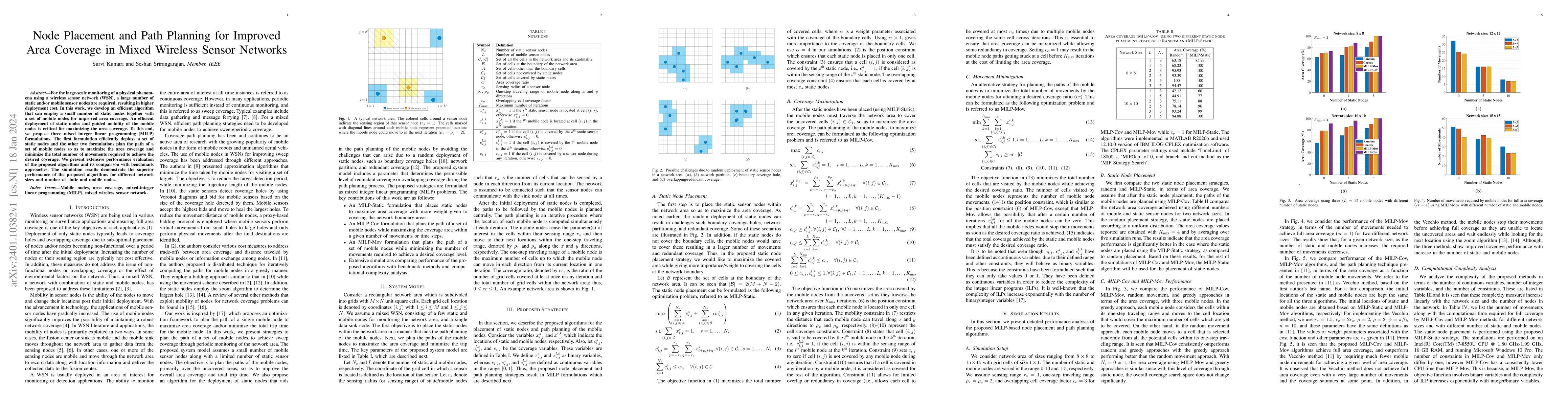 Thumbnail for Node Placement and Path Planning for Improved Area Coverage in Mixed
  Wireless Sensor Networks