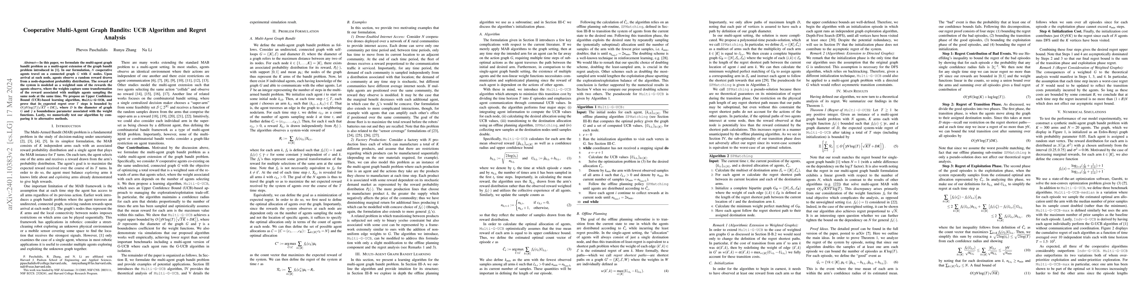Thumbnail for Cooperative Multi-Agent Graph Bandits: UCB Algorithm and Regret Analysis