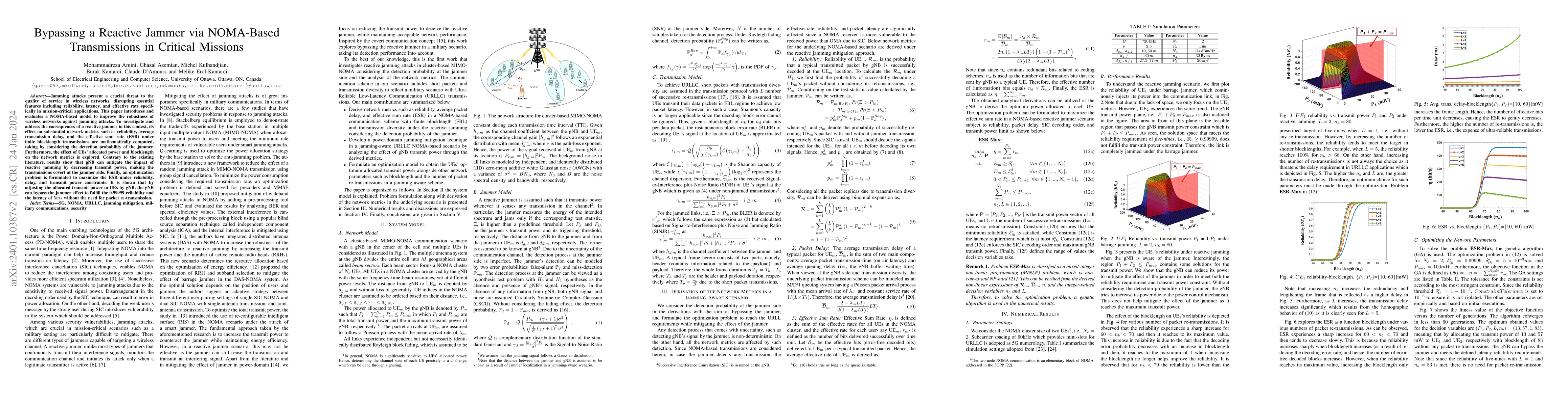Thumbnail for Bypassing a Reactive Jammer via NOMA-Based Transmissions in Critical
  Missions