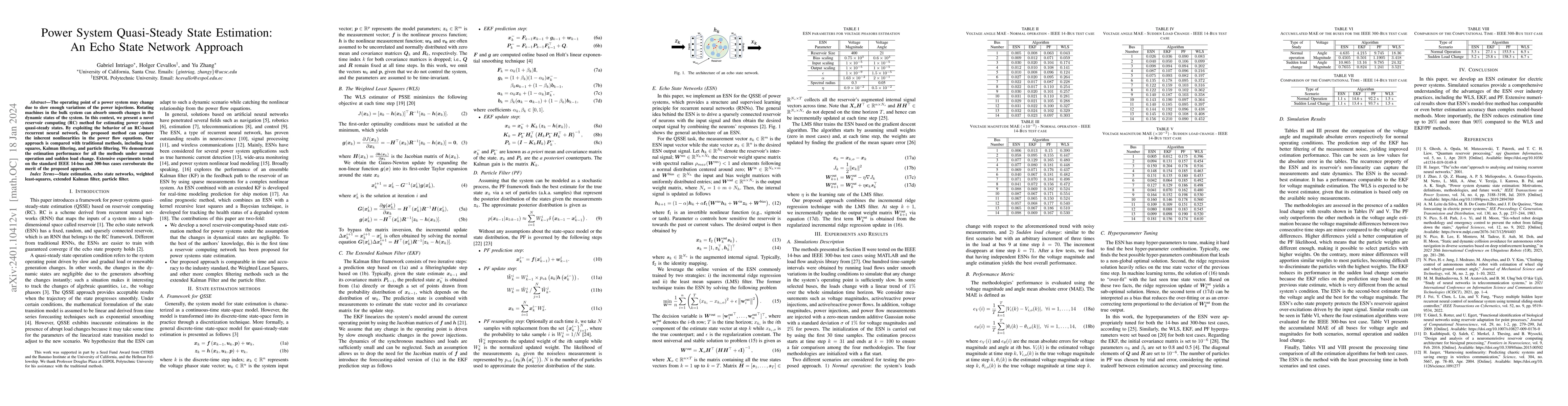 Thumbnail for Power System Quasi-Steady State Estimation: An Echo State Network
  Approach