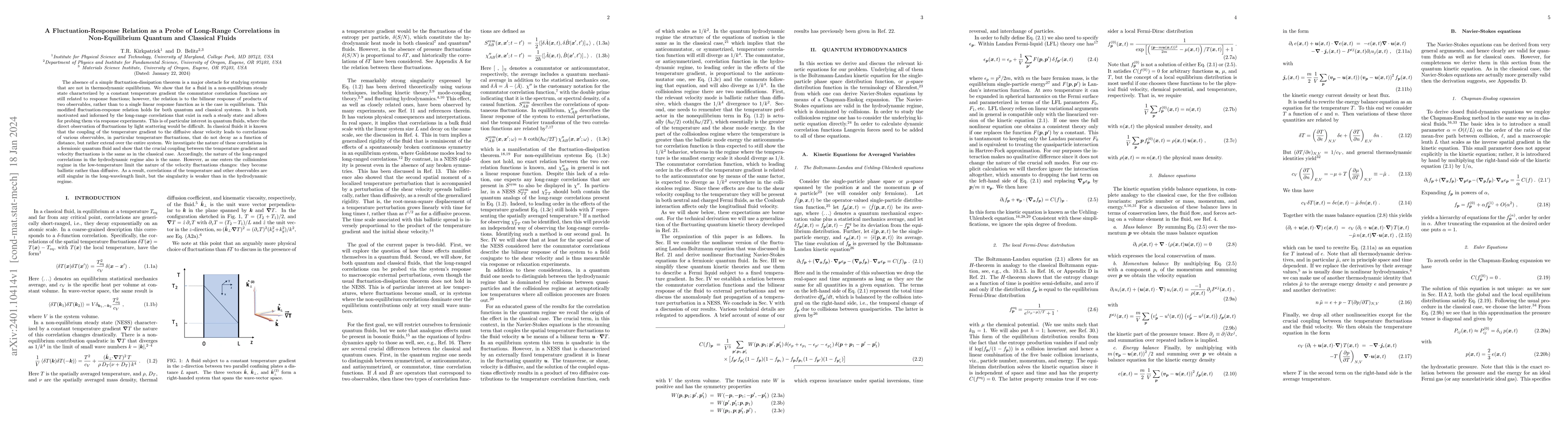 Thumbnail for A Fluctuation-Response Relation as a Probe of Long-Range Correlations in
  Non-Equilibrium Quantum and Classical Fluids