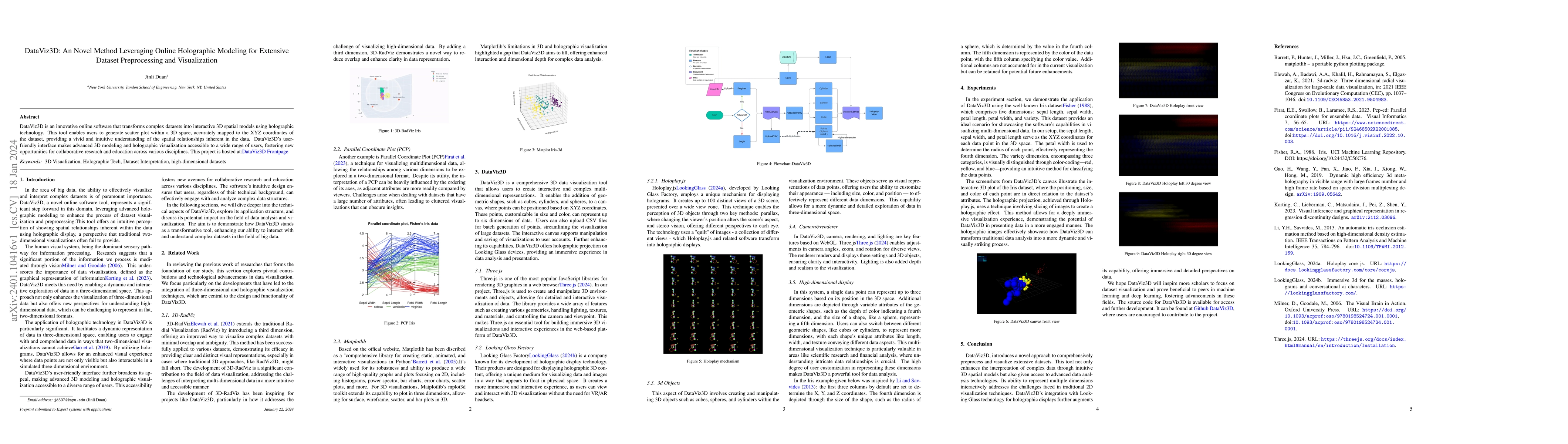 Thumbnail for DataViz3D: An Novel Method Leveraging Online Holographic Modeling for
  Extensive Dataset Preprocessing and Visualization