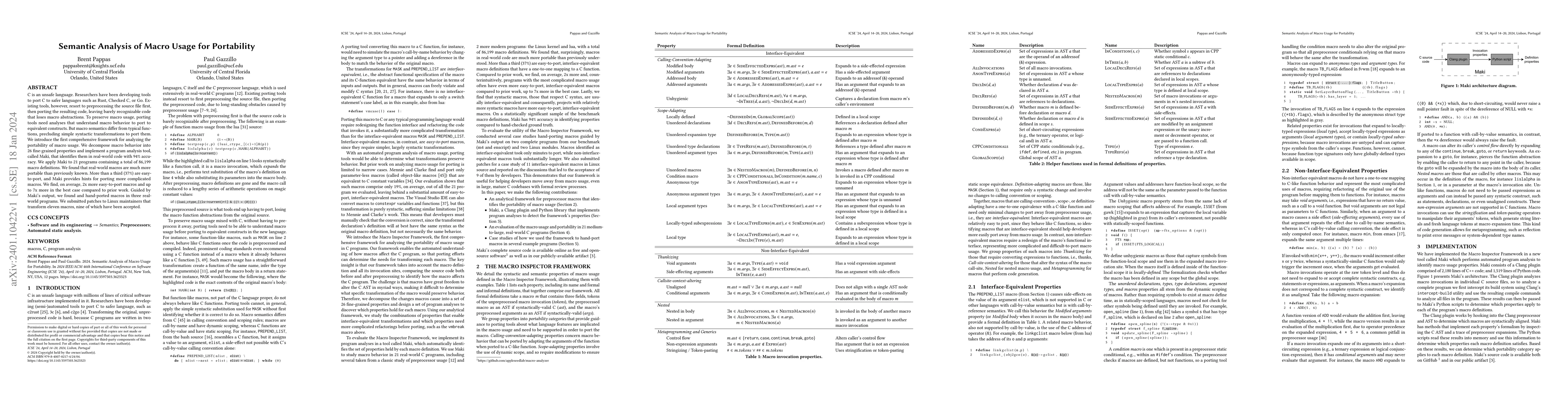Thumbnail for Semantic Analysis of Macro Usage for Portability