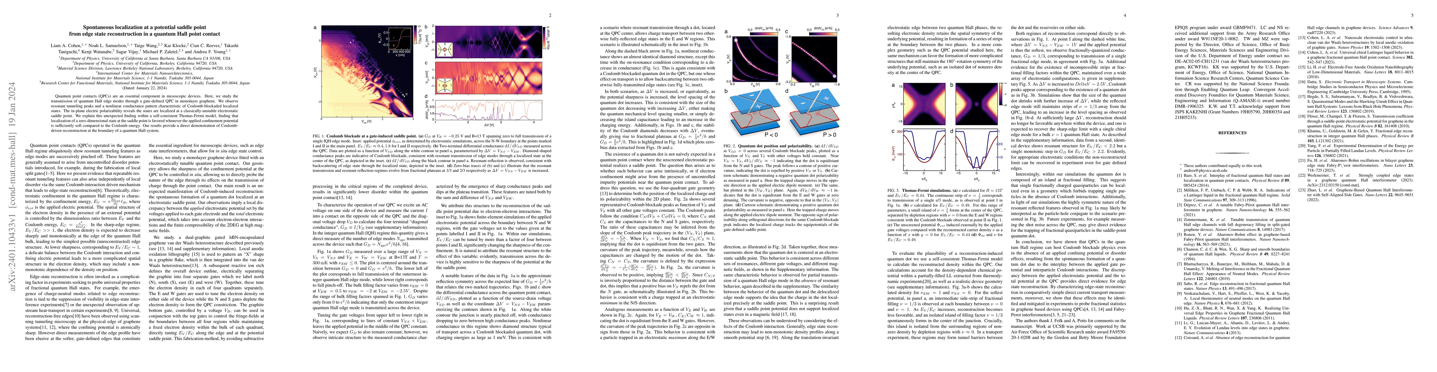 Thumbnail for Spontaneous localization at a potential saddle point from edge state
  reconstruction in a quantum Hall point contact