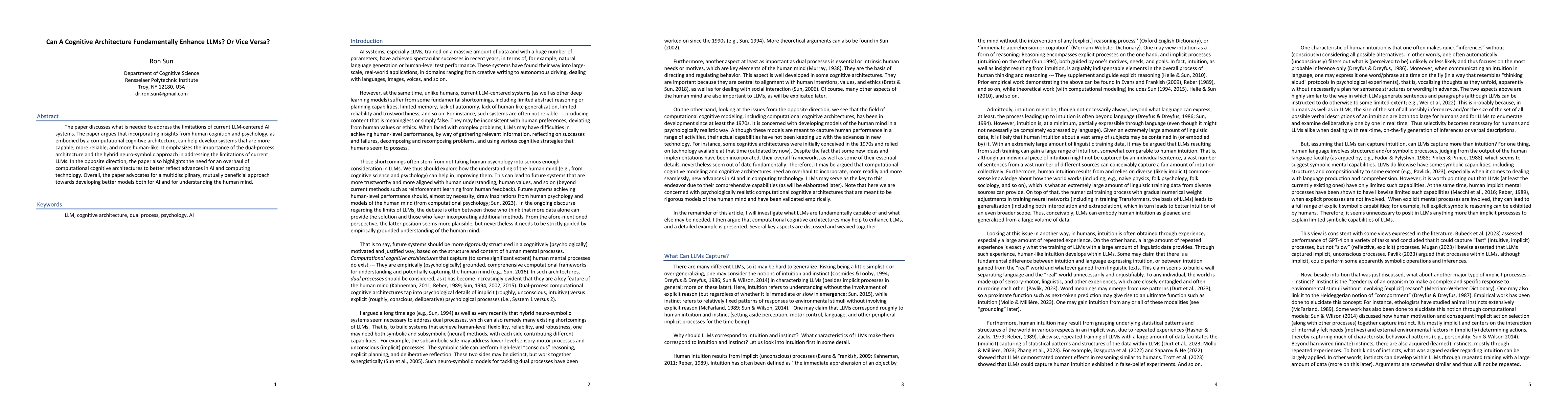Thumbnail for Can A Cognitive Architecture Fundamentally Enhance LLMs? Or Vice Versa?