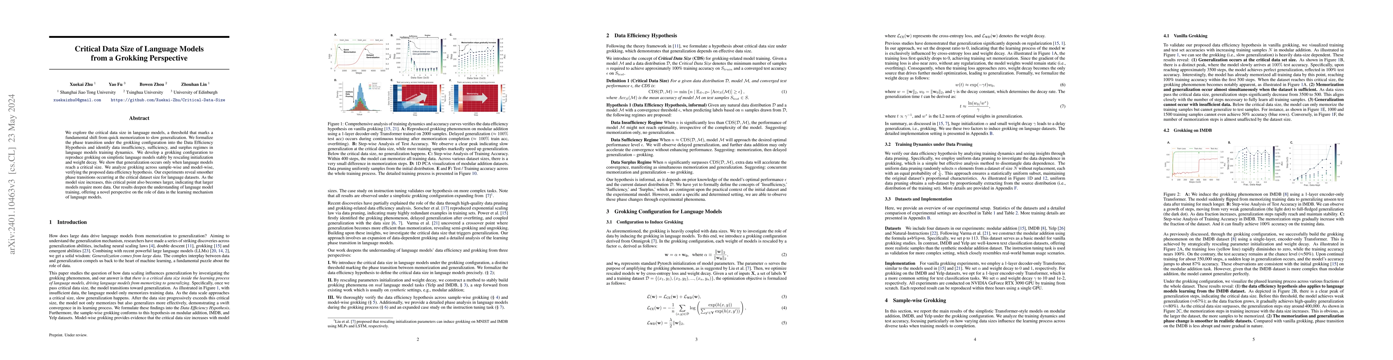 Thumbnail for Critical Data Size of Language Models from a Grokking Perspective