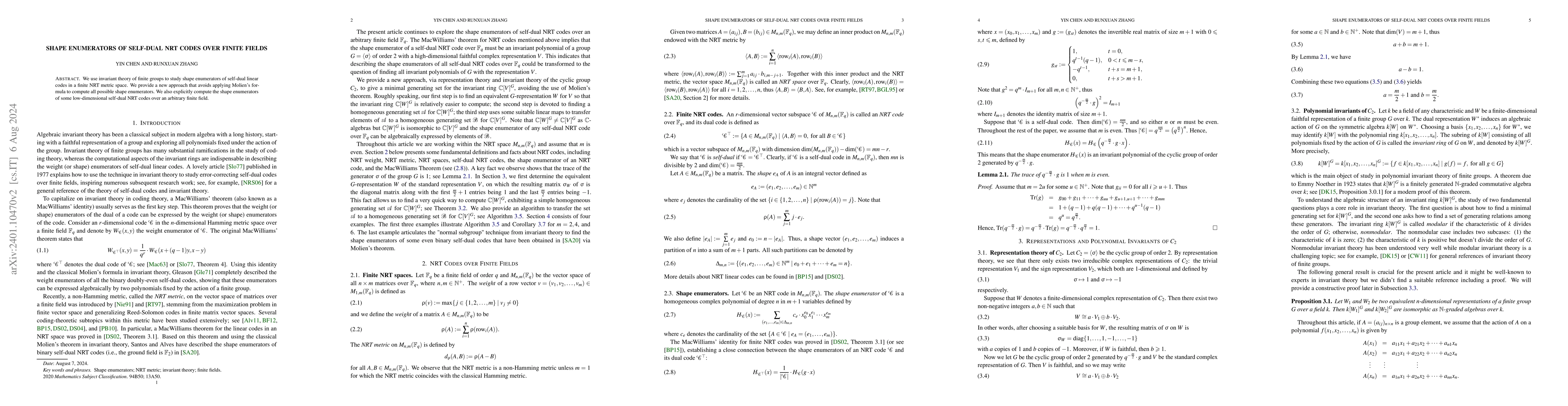 Thumbnail for Shape enumerators of self-dual NRT codes over finite fields
