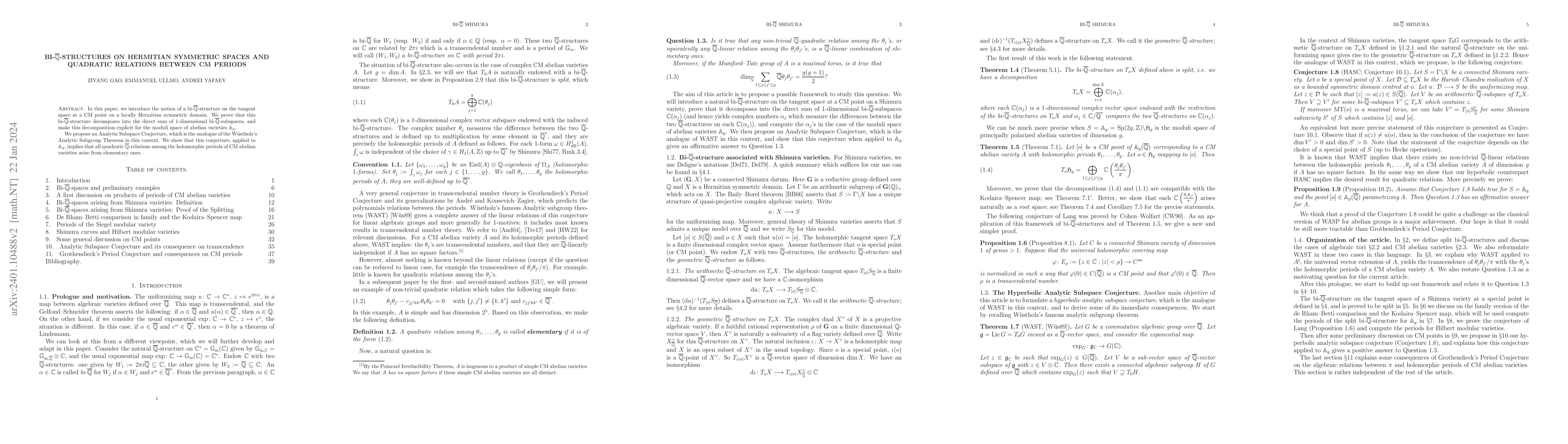 Thumbnail for Bi-$\overline{\mathbb{Q}}$-structures on Hermitian symmetric spaces and
  quadratic relations between CM periods