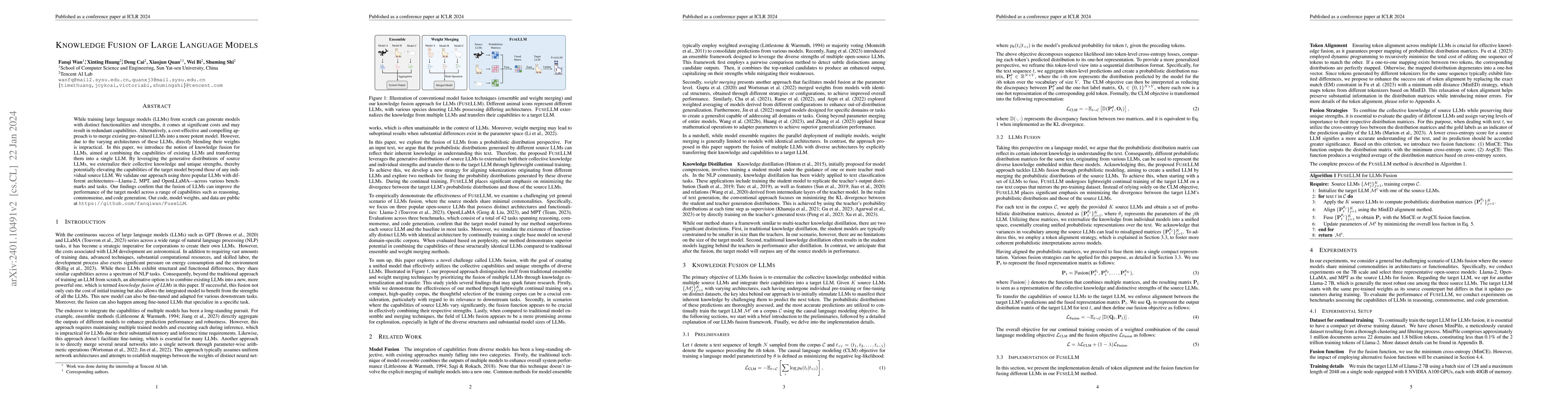 Thumbnail for Knowledge Fusion of Large Language Models