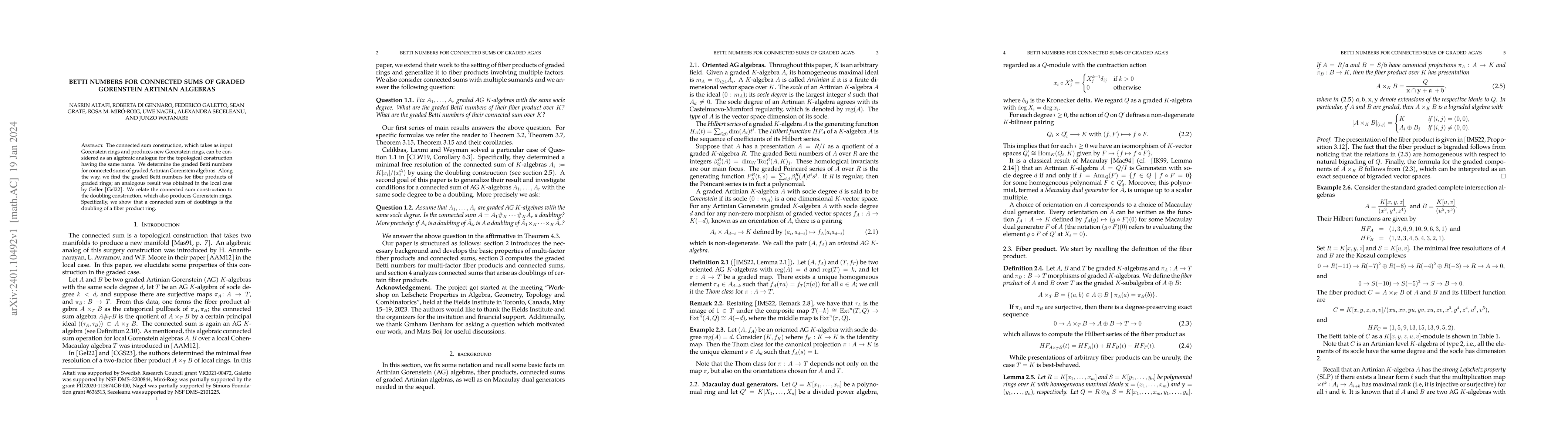 Thumbnail for Betti numbers for connected sums of graded Gorenstein artinian algebras