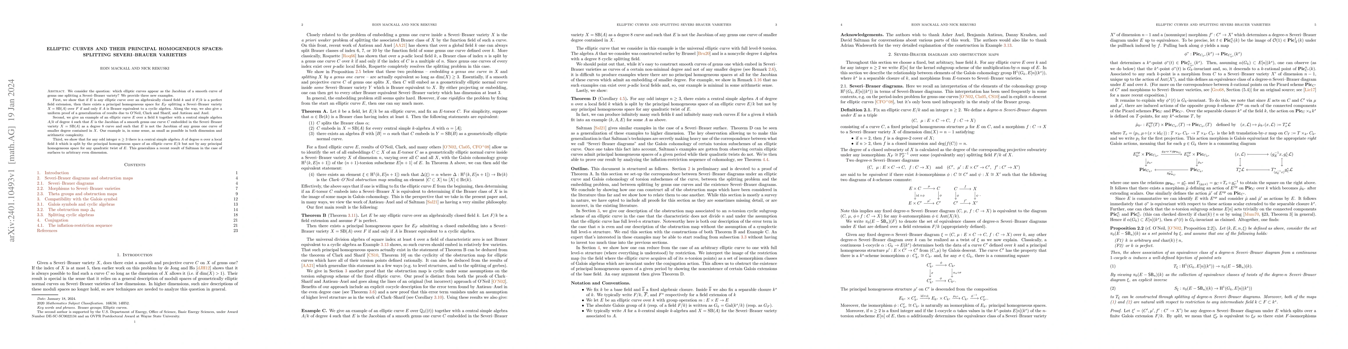 Thumbnail for Elliptic curves and their principal homogeneous spaces: splitting
  Severi--Brauer varieties