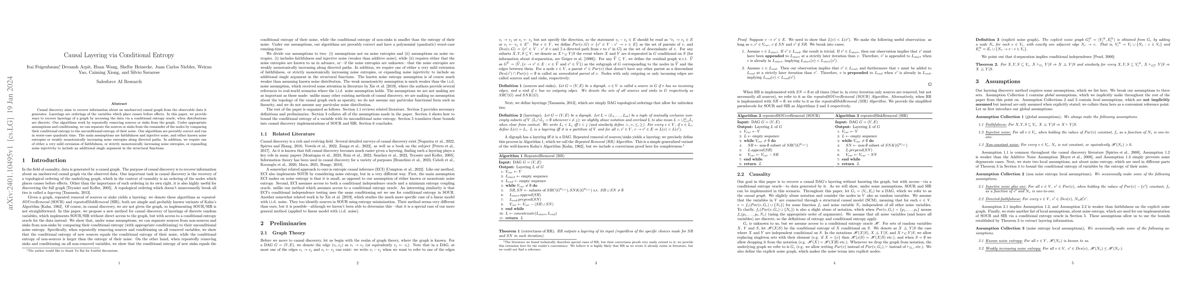 Thumbnail for Causal Layering via Conditional Entropy