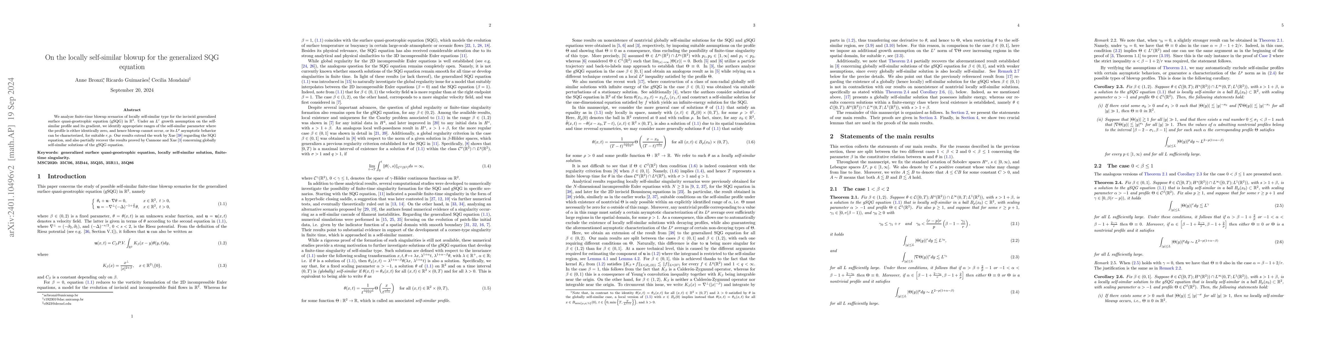 Thumbnail for On the locally self-similar blowup for the generalized SQG equation