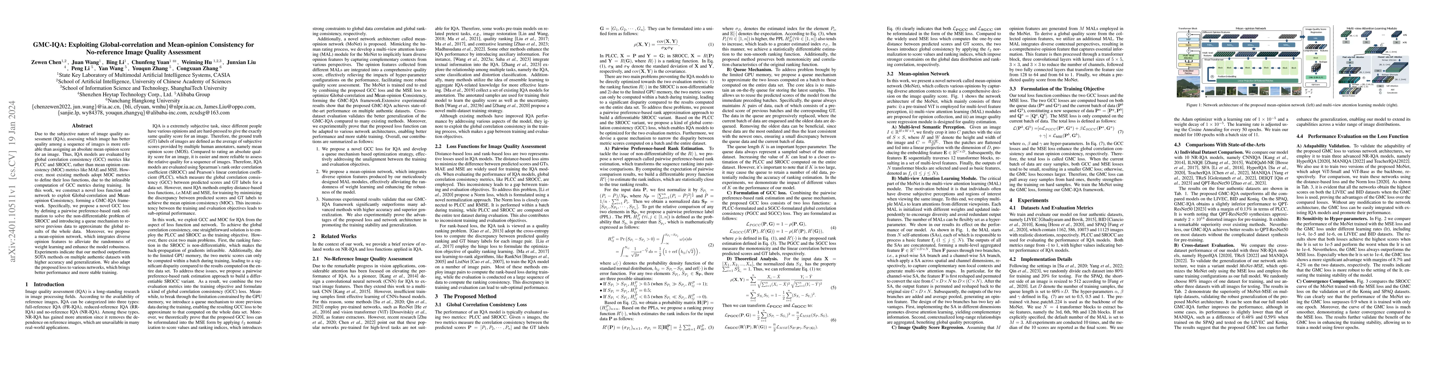 Thumbnail for GMC-IQA: Exploiting Global-correlation and Mean-opinion Consistency for
  No-reference Image Quality Assessment