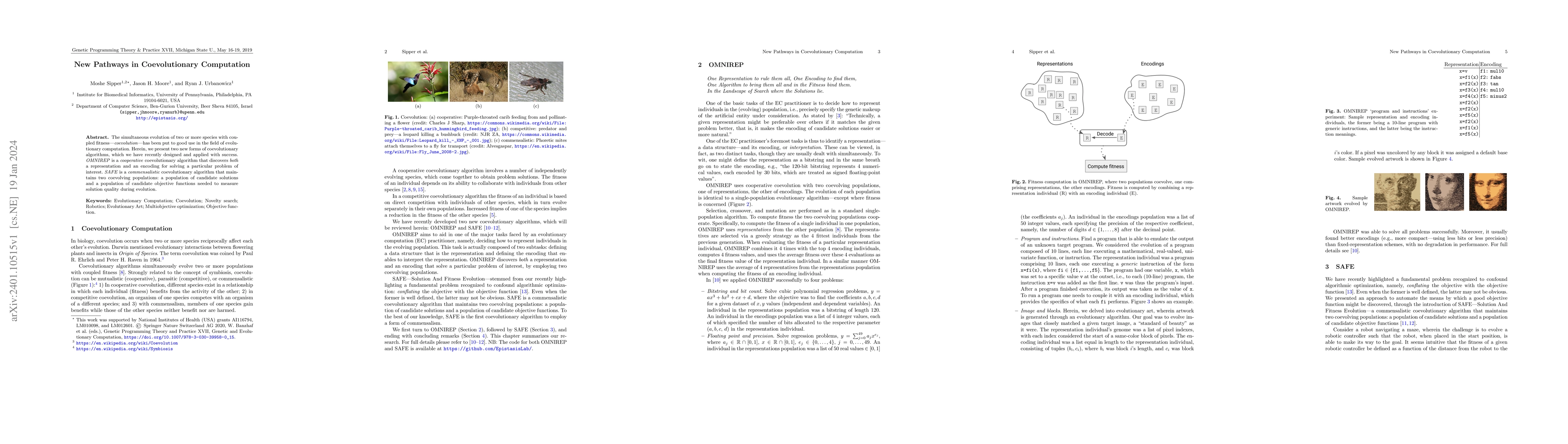 Thumbnail for New Pathways in Coevolutionary Computation