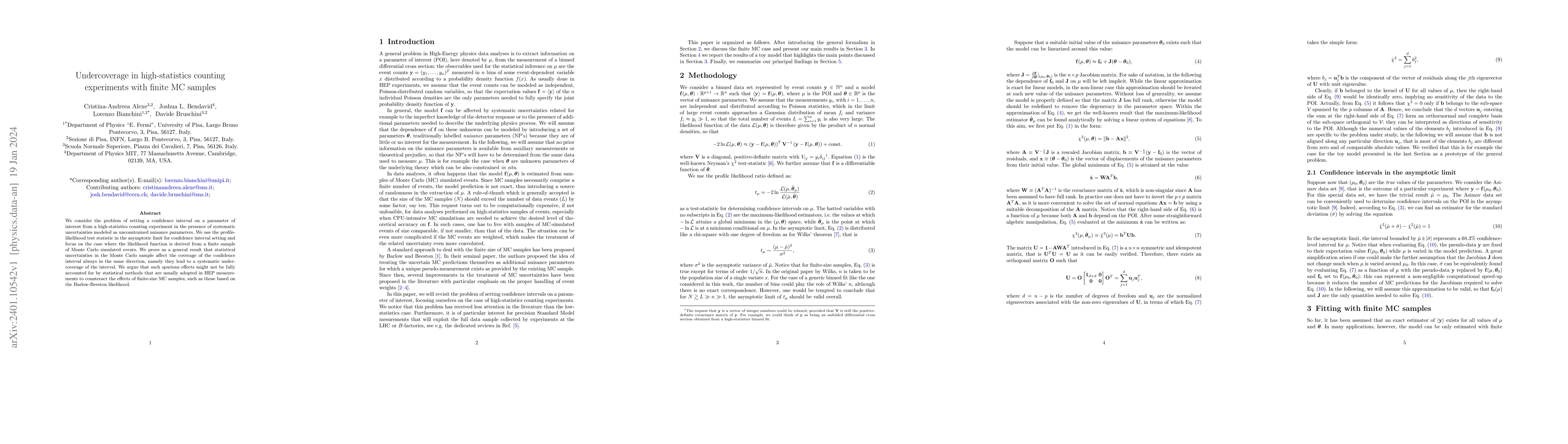Thumbnail for Undercoverage in high-statistics counting experiments with finite MC
  samples