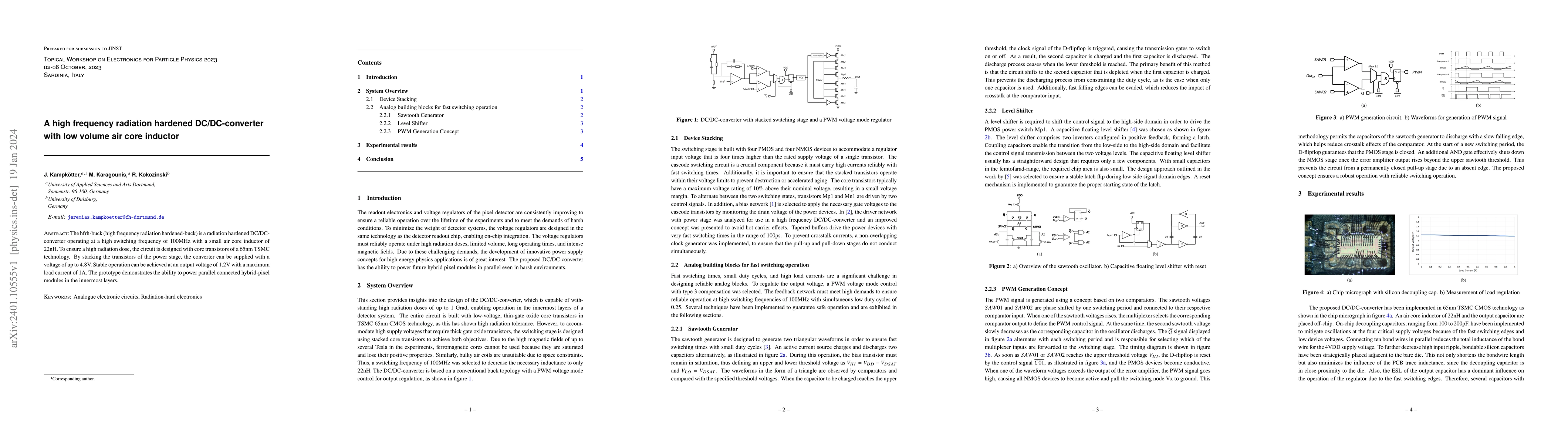 Thumbnail for A high frequency radiation hardened DC/DC-converter with low volume air
  core inductor