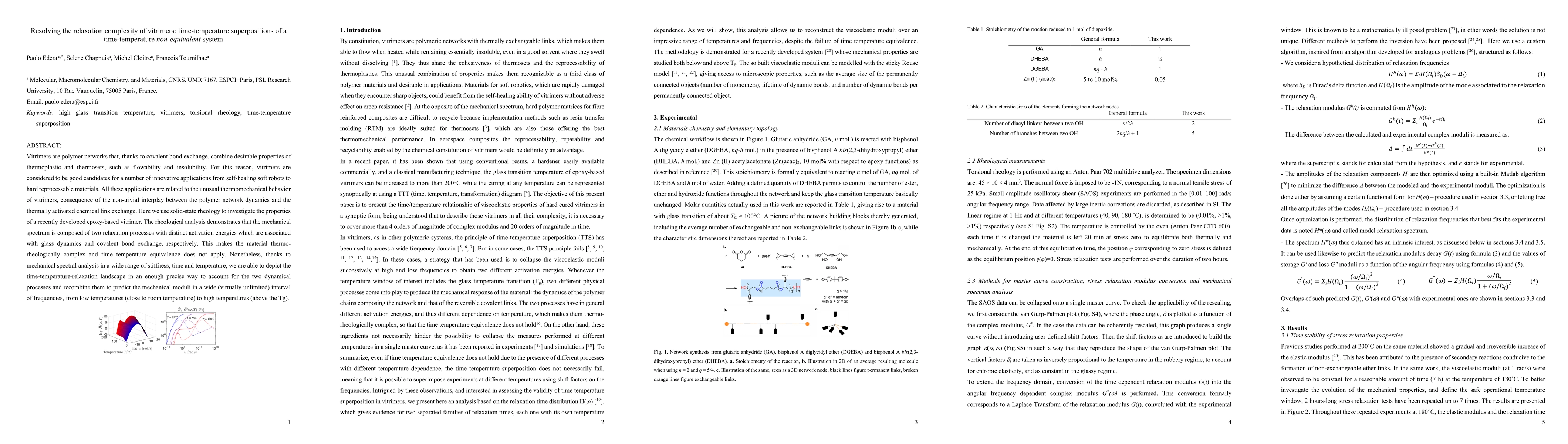 Thumbnail for Resolving the relaxation complexity of vitrimers: time-temperature
  superpositions of a time-temperature non-equivalent system