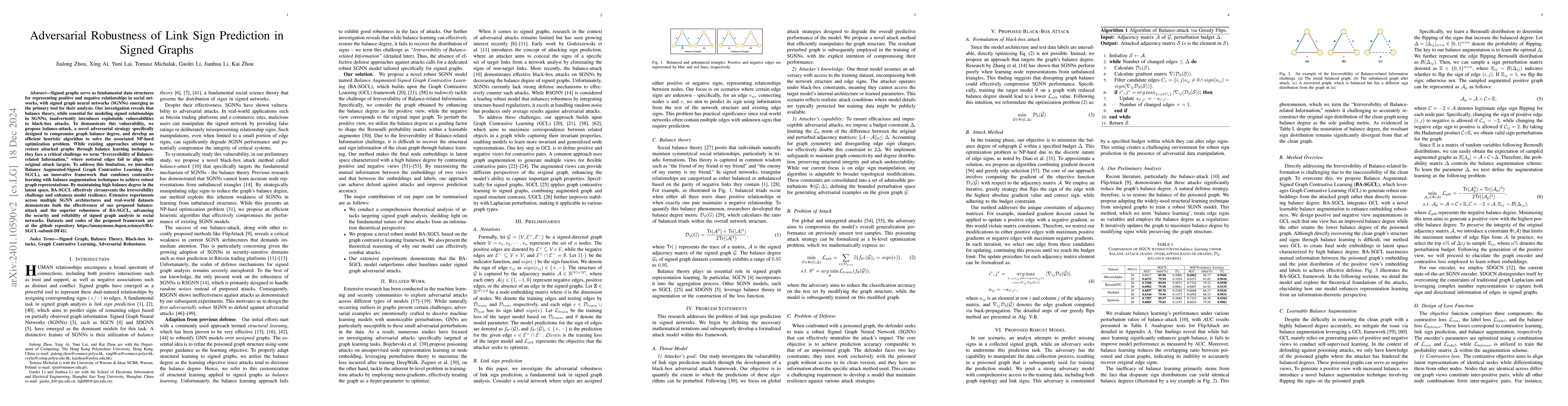 Thumbnail for Adversarially Robust Signed Graph Contrastive Learning from Balance
  Augmentation
