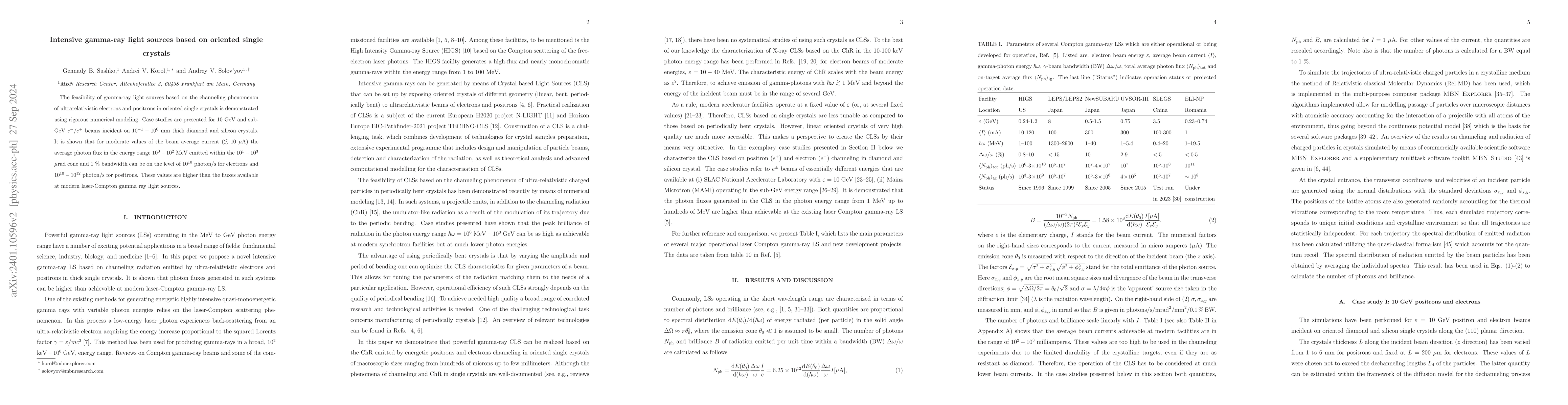 Thumbnail for Intensive gamma-ray light sources based on oriented single crystals