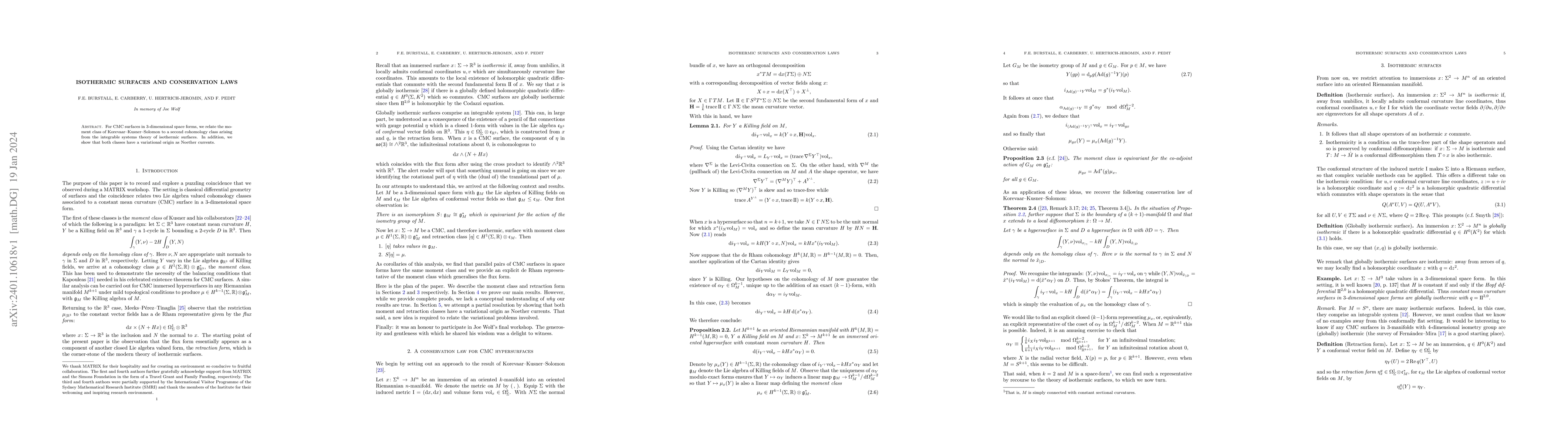 Thumbnail for Isothermic surfaces and conservation laws