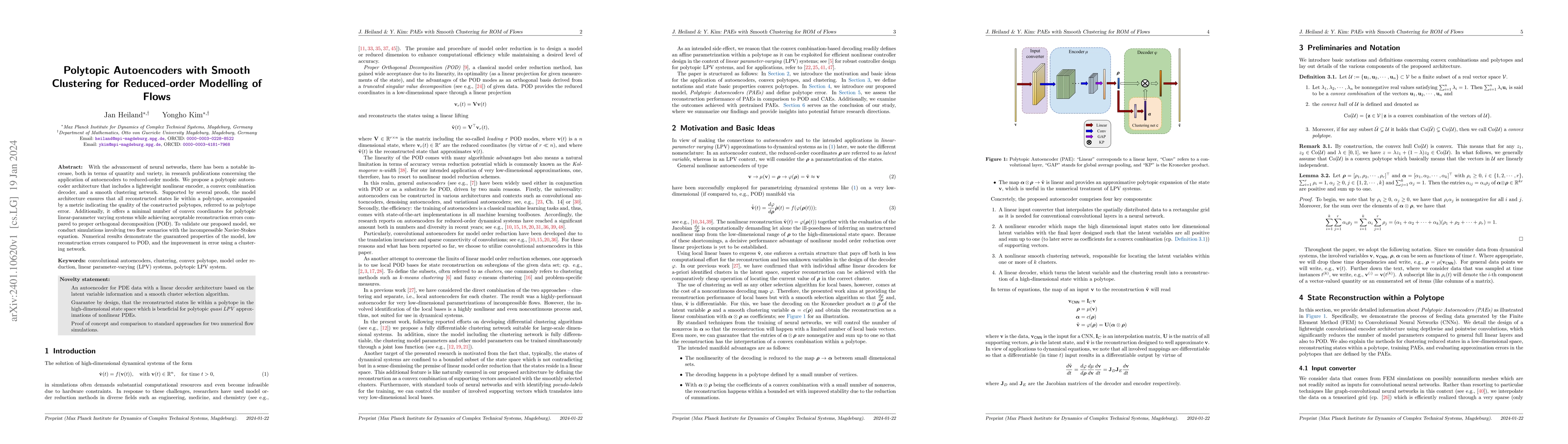 Thumbnail for Polytopic Autoencoders with Smooth Clustering for Reduced-order
  Modelling of Flows