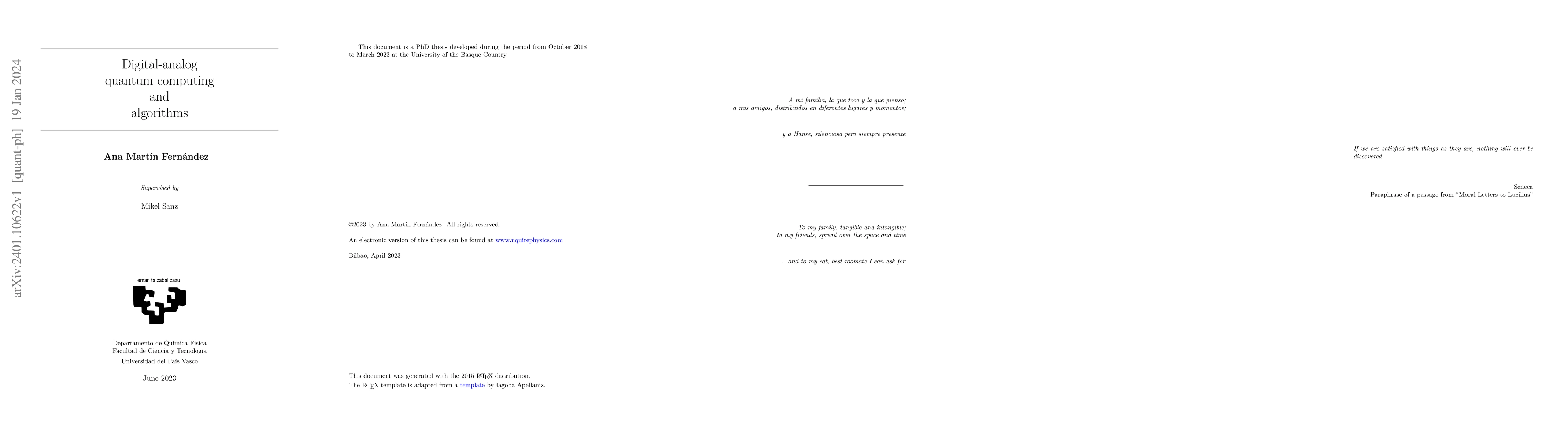 Thumbnail for Digital-Analog Quantum Computing and Algorithms