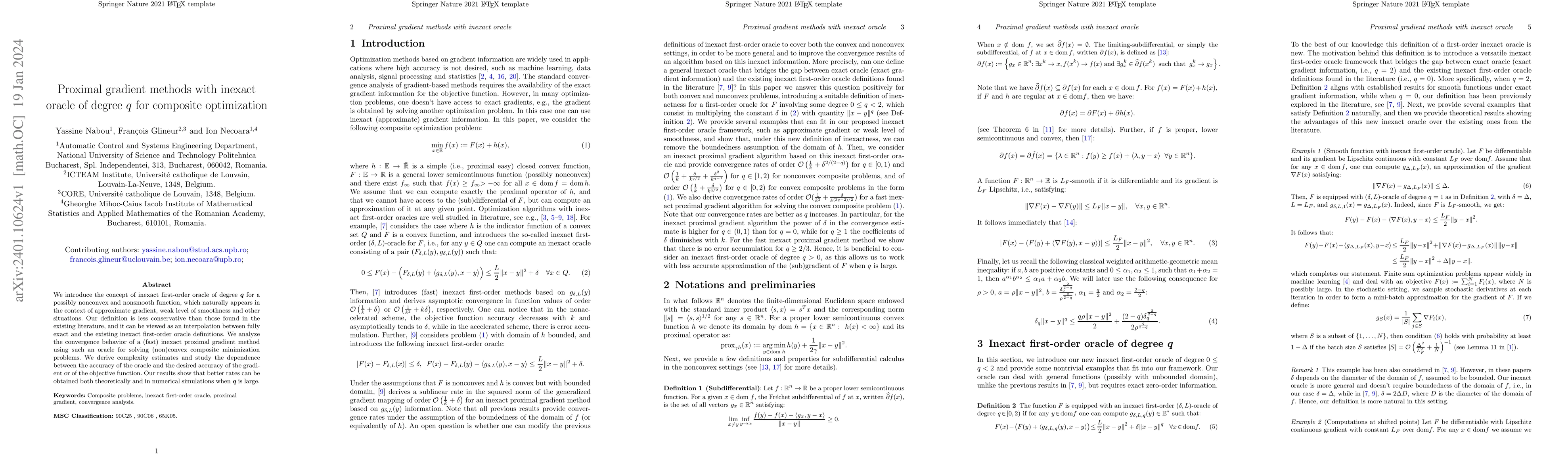 Thumbnail for Proximal gradient methods with inexact oracle of degree q for composite
  optimization