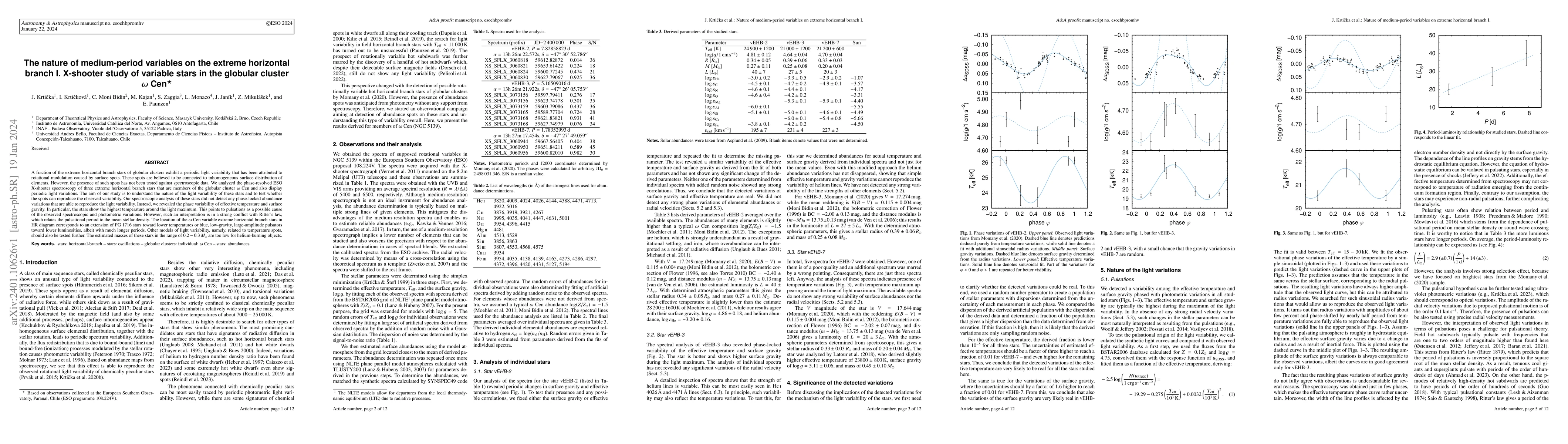 Thumbnail for The nature of medium-period variables on the extreme horizontal branch
  I. X-shooter study of variable stars in the globular cluster $\omega$ Cen