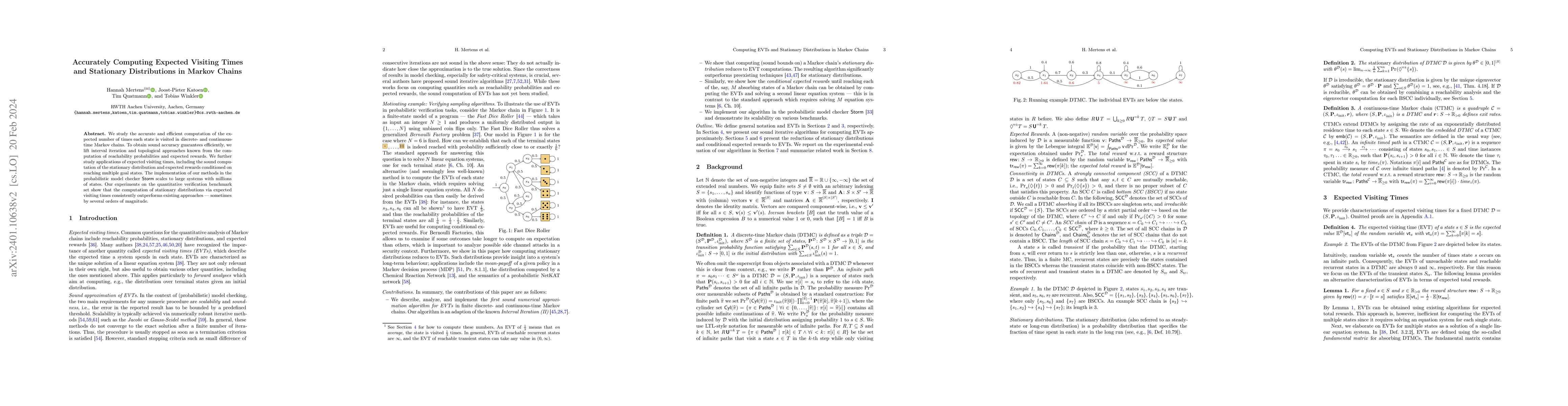 Thumbnail for Accurately Computing Expected Visiting Times and Stationary
  Distributions in Markov Chains