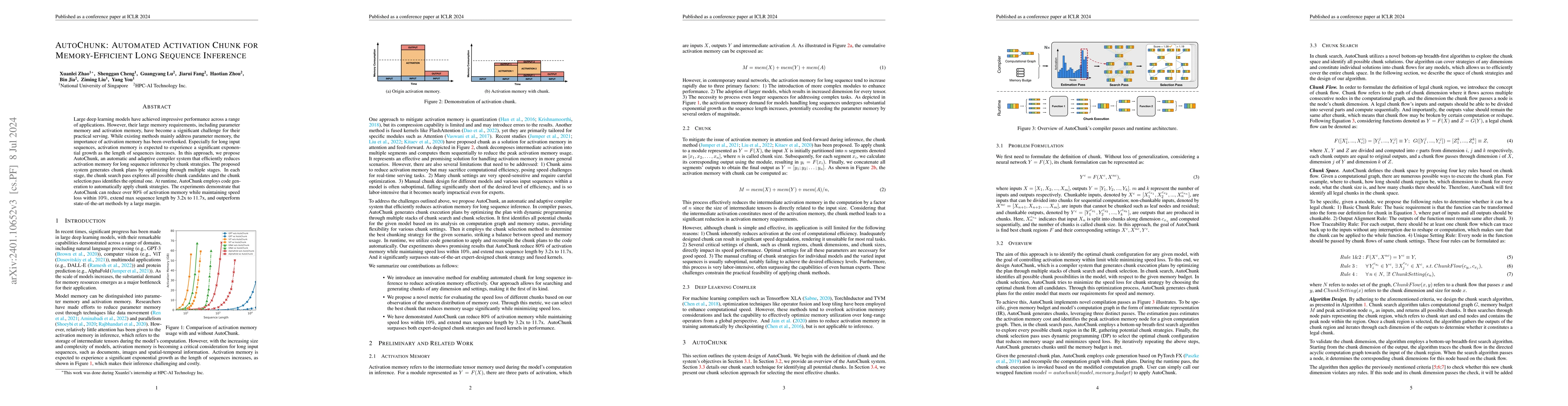 Thumbnail for AutoChunk: Automated Activation Chunk for Memory-Efficient Long Sequence
  Inference
